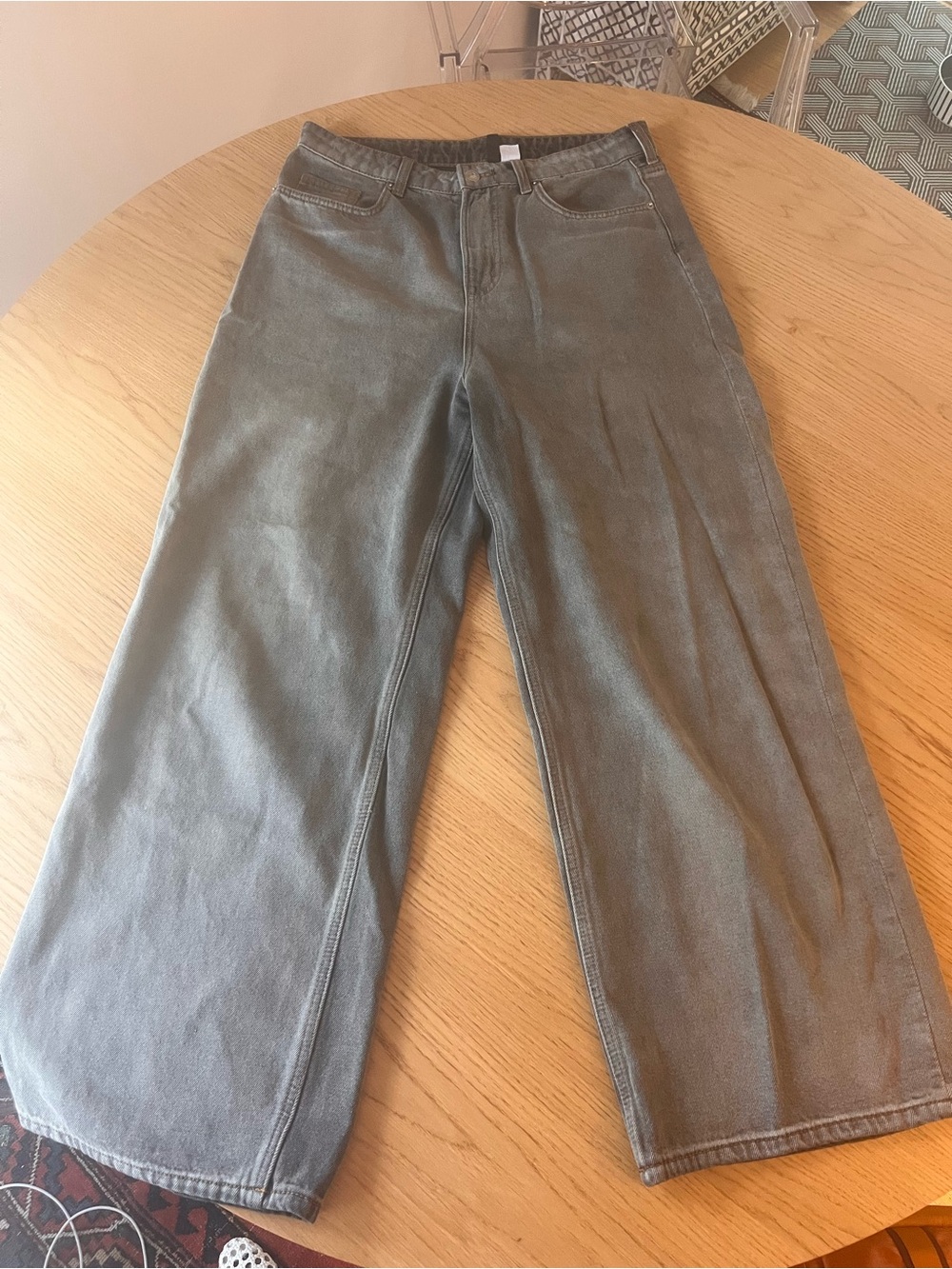 H&M Wide-Leg Jeans in Olive